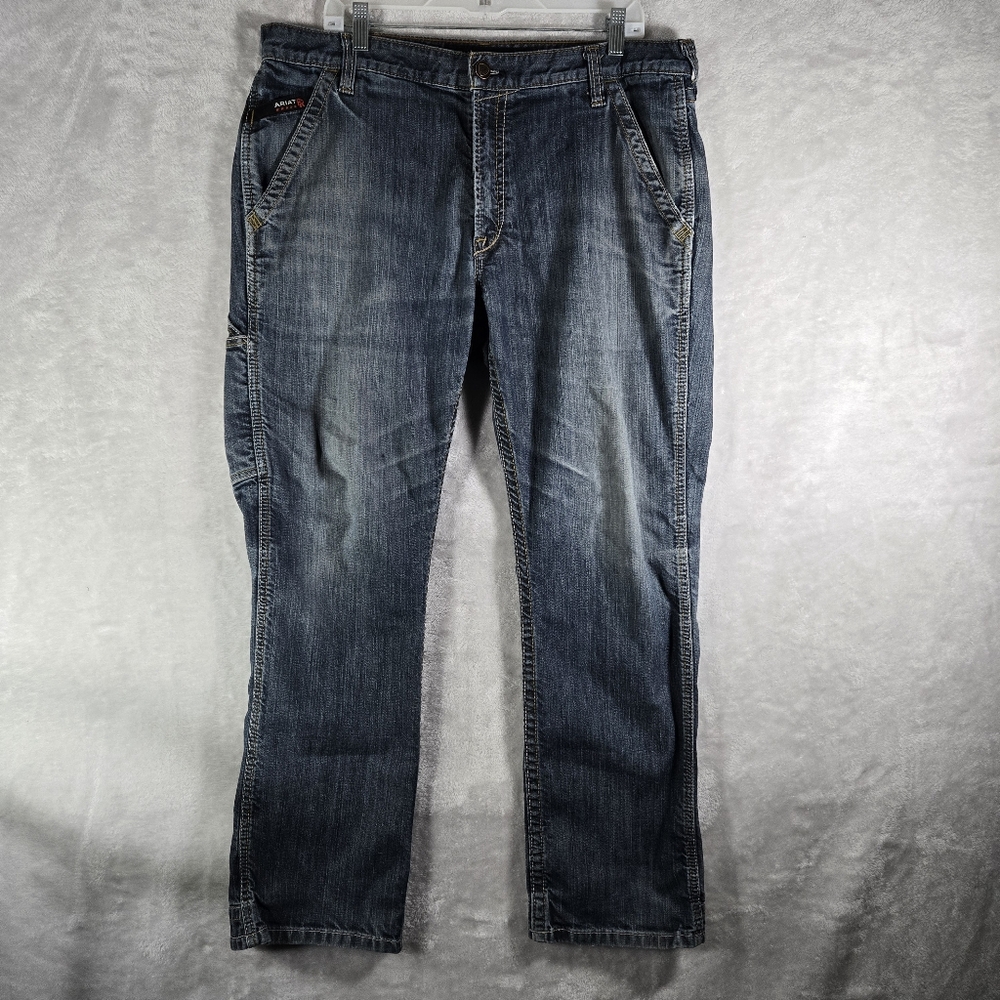 Ariat FR M4 Low Rise Straight Leg Carpenter Jeans Mens Size 36x32 Workwear Blue